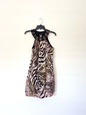 Twelve Layers Silk Blend Sequins and Animal Print Dress